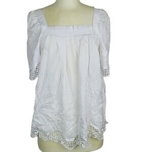 Sutton Studio Womens Silk Fairy Assymetric Blouse Size 8P Embroidered Floral